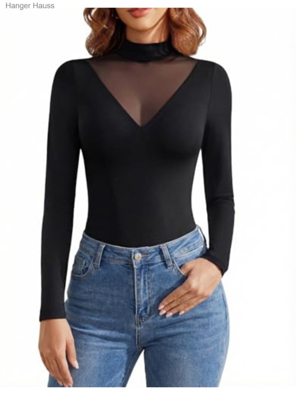 Women Long Sleeve Mock Turtleneck Bodysuit Nylon Spandex Double Lined Leotard